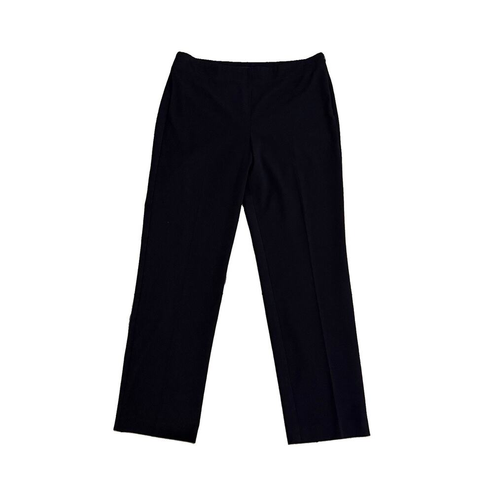 Talbots Black Classic Side Zip Ankle Pants 12 Straight Leg Flat Front Career